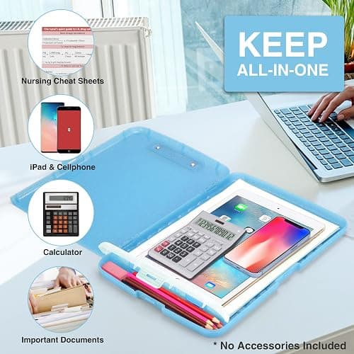 Sooez Glitter Clipboard with Storage, High Capacity Clip Boards 8.5x11 with Pen Holder, Cute Clipboards with Low Profile Clip, Sparkle Plastic Organizer Case Box for Women & Kids, Side Opening thumbnail 4