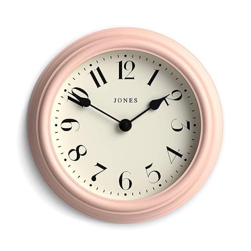 JONES CLOCKS® Frieze Wall Clock | Small Elegant Classic Round Clock | 23cm | Pink | Pretty Design Ideal for The Kitchen, Living Room, Bedroom, Large or Small Spaces - Image 1