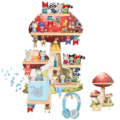 Mushroom for Tonies Box Organizer Storage Shelf Wall Mounted, Magnetic Floating Shelves for Toniebox Generation 1 & 2 Player Tonies Figures Characters, Earphones, Display Collection 30~40 Characters - Image 1