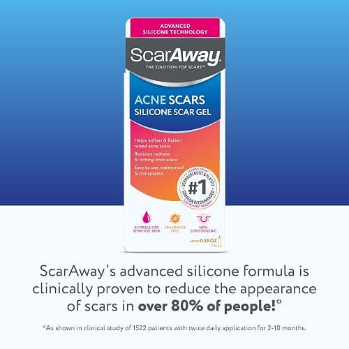 ScarAway Acne Scar Treatment, Clear Silicone Scar Gel, 100% Medical-Grade, Helps Improve Size, Color & Texture of Post-Acne Hypertrophic & Keloid Scars on Face & Body, Water Resistant, 15 grams thumbnail 8