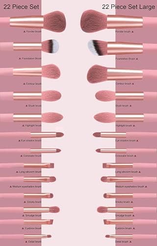 Koccido Makeup Brushes 22 Pcs Makeup Kit,Foundation Brush Eyeshadow Brush Make up Brushes Set (Pink, 22 Piece Set) thumbnail 4