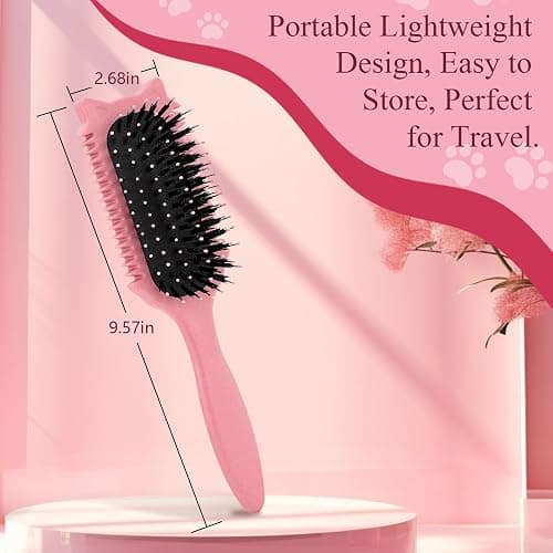 Tcsxady Curly Hair Brush, Curl Defining Brush for Effortless Curly Hair Care, Funny Cat Ear Type Curl Brush Suitable for Wet & Dry Hair,Women and Men,Reduces Frizz (Pink) thumbnail 7
