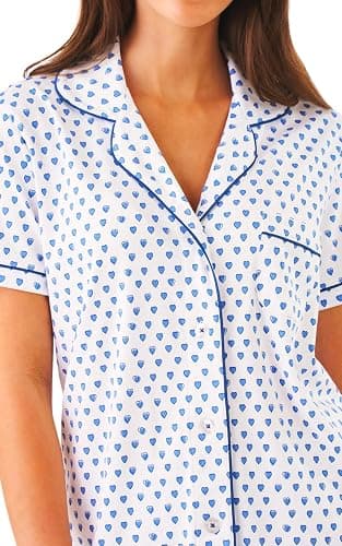 Womens Pajamas Set Button Down 2 Piece Cute Monkey Bunny Y2k Preppy Heart Pjs Sets Lounge Comfy Sleepwear thumbnail 2