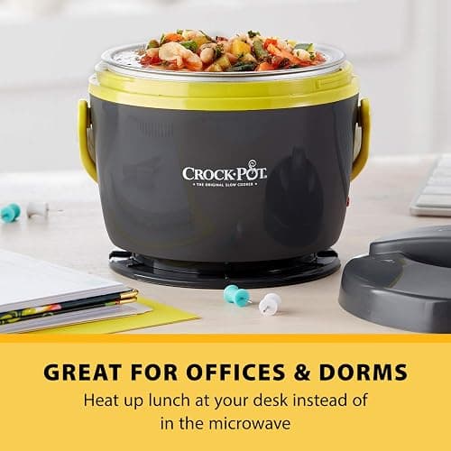 Crock-Pot Electric Lunch Box, Portable Food Warmer for On-the-Go, 20-Ounce, Grey/Lime thumbnail 4