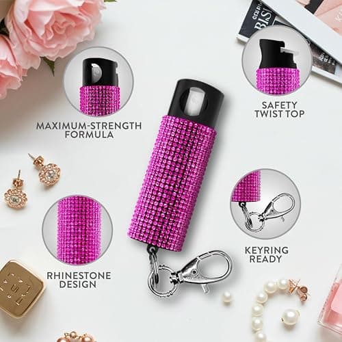 Guard Dog Security Bling it On Pepper Spray Keychain with Safety Twist Top Mini and Easy Carry Lightweight and Fashionable Maximum Police Strength OC Spray 16 Feet Range 0.5 fl oz thumbnail 2