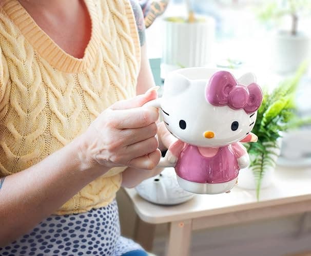 Sanrio Hello Kitty 3D Sculpted Ceramic Mug | BPA-Free Coffee Cup For Espresso, Caffeine, Cocoa thumbnail 7