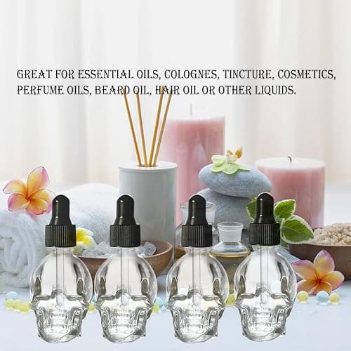 MINELEVEN 7 pcs Set 10ml Mini Skull Glass Dropper Bottle Leakproof Essential Oils Bottle for Storage and Travel (7pcs transparency skull bottle) thumbnail 6