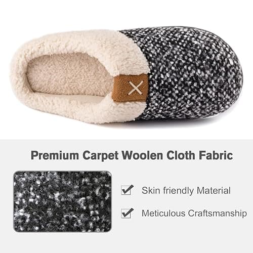 ULTRAIDEAS Women's Indoor Bedroom Slipper with Memory Foam, Gift for Women, Wool-Like House Shoe with Anti-Skid Rubber Sole for Ladies thumbnail 5