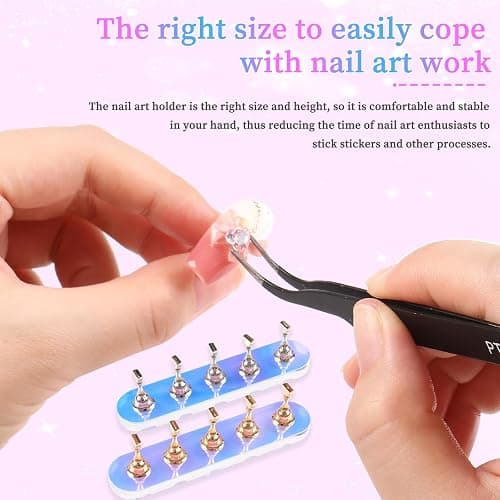 ANGNYA Nail Stand for Press on, 2 Set Aurora Nail Holder for Painting Nails Press on Nail Stands with 96 Pcs Reusable Sticky Putty for Nail Art Display Home & Salon Use thumbnail 4