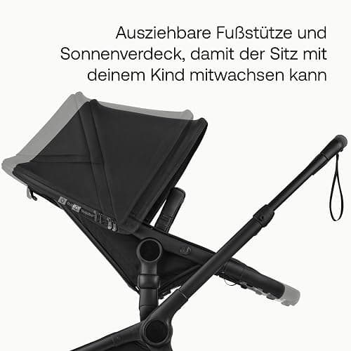 Bugaboo Fox 5 Renew, 2-in-1 Kinderwagen für jedes Gelände, mit Liegewanne und ausziehbarem Kleinkindsitz, praktische Ein-Hand Faltung, Fahrgestell in Graphit und Sonnendach in Moon Grey thumbnail 4