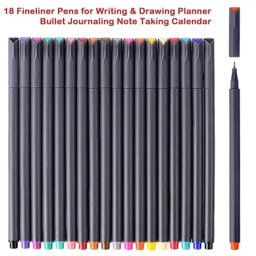 iBayam Journal Planner Pens Colored Pens, Office School Supplies, Fine Point Fineliner Drawing Art Markers for Bullet Journaling Scrapbooking Notebook Writing Note Taking Calendar Stationary, 18-Color thumbnail 4