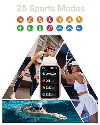 Amzhero Health Fitness Tracker with 24/7 Heart Rate, Blood Oxygen, Blood Pressure, Sleep Tracker, 5ATM Waterproof Activity Trackers with Step Tracker, Pedometer (S & L Bands Included) - Starlight thumbnail 3