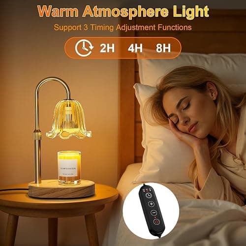 Draome Candle Warmer Lamp - Dimmable & Timer, Height Adjustable Flameless Candle Lamp for Jar Candles, Ideal Gifts for Women's Birthday, Christmas & Anniversary(Includes 2 Bulbs) thumbnail 4