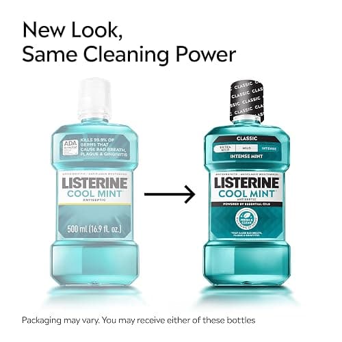 Listerine Cool Mint Intense Antiseptic Mouthwash, Daily Oral Rinse Kills 99.9% of Germs that Cause Bad Breath, Plaque and Gingivitis. For a Fresh, Clean Mouth, Intense Mint Flavor, 1.5 L thumbnail 2
