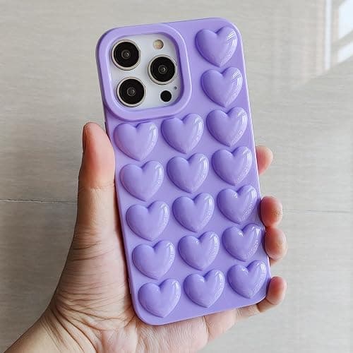 DMaos for iPhone 16 Plus Case for Women, 3D Pop Bubble Heart Gel Cover, Cute Girly for iPhone16 Plus 6.7 inch - Lavender thumbnail 7