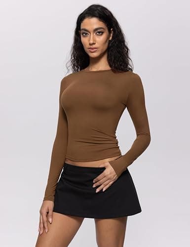 Women's Long Sleeve Shirts Crew Neck Slim Fitted Going Out Crop Casual Tops Basic Tees thumbnail 5