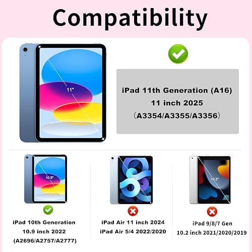 Lsmmpoba Hülle für iPad (A16) 11. Generation 2025/ iPad 10. Generation mit Stifthalter 10.9 Zoll Modell 2022, Stoßfeste Schutzhülle mit transparenter Hartschale auf der Rückseite, Rosa thumbnail 2