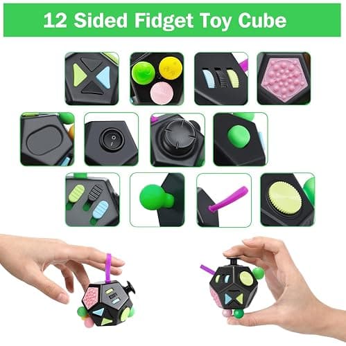 VCOSTORE Fidget Cube for Kids Adults, Fidget Toys for Anxiety, Cube Fidgets Toy Anti Stress Autism OCD ADHD, 12 Sided Sensory Toys for Adult Girls Boys Teens thumbnail 4