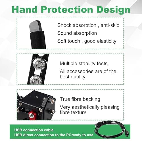 YESHMA 64 Bit Upgrade 2-in-1 USB Handbrake Only for G920 Compatible With Xbox / Xbox series S / Xbox series X + PC Computer System Professional Gaming Peripherals for Racing Games with Non-Contact Plus Hall Sensor.With Clamp thumbnail 5