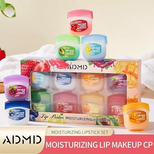 8-Pack Fruit Flavor Lip Balm Set, Mini Lip Mask for Daily Moisture & Overnight Care Helps Soothe Dry Lips thumbnail 2