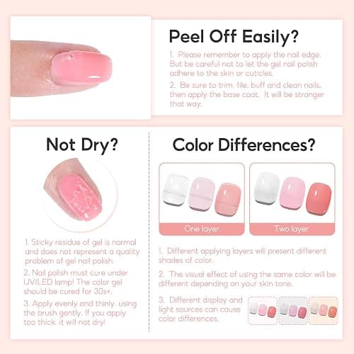 PEACECOLOR Jelly Gel Nail Polish Set 10ML 6pcs Nude Pink Neutral Sheer Transparent Spring Colors Soak Off Milky Jelly Gel Polish Nail Art Manicure Gifts for Women Salon DIY thumbnail 6