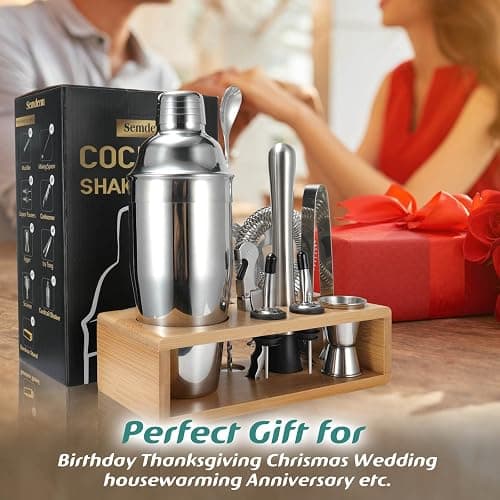 Cocktail Shaker Set, 18/8 Food-Grade Stainless Steel Mixology Bartender Kit 10-Piece Bar Tools with Stylish Bamboo Stand - Rust-Proof & Dishwasher Safe - Professional Martini Shaker Gift for Men, Dad thumbnail 6