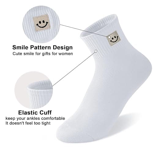 COZYOFFI Women Ankle Socks Cute: 6/10 Pairs Funny Smiley Face Gifts Socks - Cotton Sock for Low Cut Shoes thumbnail 4