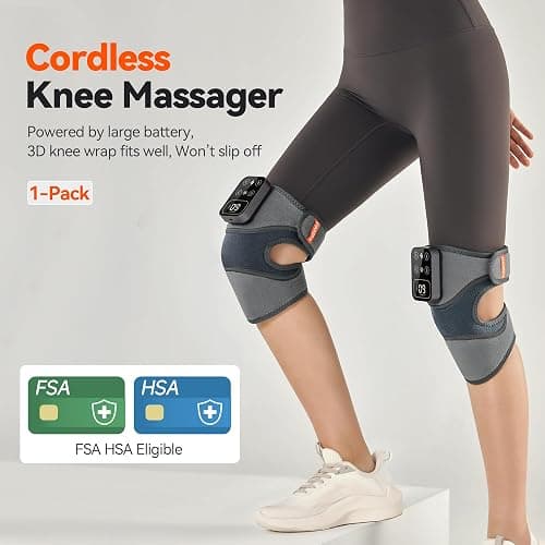 IKEEPFIT Cordless Knee Massager with Heat Vibration for Pain Relief, MAXwarm 4.0[2025 Upgraded] - Electric Heated Knee Brace with 5 Heat Levels and 3 Massage Mode, Gifts for Men Women (Grey, Single) thumbnail 3