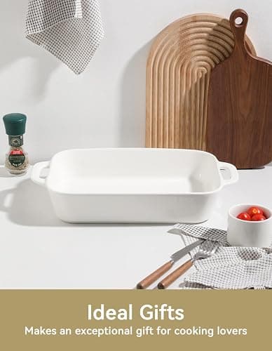 Sweejar Ceramic Bakeware Set, 9x13 Rectangular Baking Dish for Cooking, Kitchen, Cake Dinner, Banquet and Daily Use, Casserole Dishes for Oven Porcelain Baking Pans(White) thumbnail 6