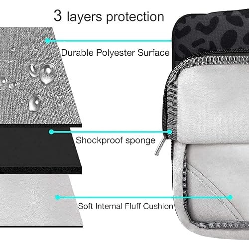 MOSISO Compatible with MacBook Air 13 inch Case 2025 2024 2023 2022 M4 A3240 M3 A3113 M2 A2681, Plastic Leopard Grain Hard Shell&Carrying Sleeve Bag&Keyboard Cover&Webcam Cover&Screen Protector, Black thumbnail 5