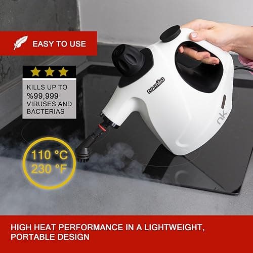 NARMIKU Steam Cleaner Handheld, 450ml Capacity Portable High Pressure Steamer for cleaning with 14 Piece Accessory Kit. Multi-Purpose Steam Cleaner for Home, Kitchen, Sofa, Floor, Window, Carpet Stain thumbnail 2