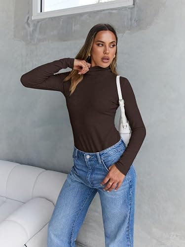 Trendy Queen Women's Turtleneck Long Sleeve Shirts Fall Fashion Basic Thermal Underwear Tops Winter Clothes 2025 thumbnail 6