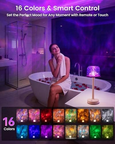 Yoomue Waterproof Shower Lamp with Ocean Wave Projector for Bathroom, Cordless Rechargeable Bath Light with 16 Color Changing,Table Lamp with Soft 360˚Glow for Bathtub, Night Shower & Relaxing Dating thumbnail 3