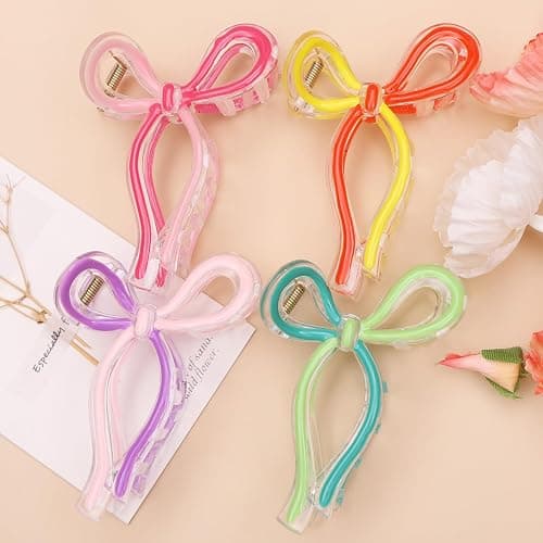 4 Pcs Bow Hair Clips Elegant Hair Claw Butterfly Hair Accessories for Girls Nonslip Butterfly Clips Hair Styling Accessories for Women - Image 1