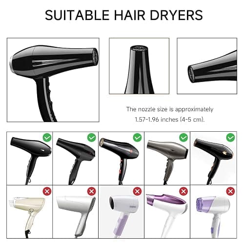 Diffuser Attachment for Hair Dryer, Collapsible Hair Diffuser, Universal Silicone Diffuser for Curly Hair 1.57-1.97" Hair Blow Dryer Long Thick Curly Wavy Hair, Hair Attchment for Women, Black thumbnail 3