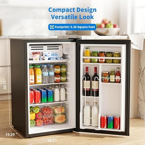 Havato 3.2 Cu.ft Mini Fridge with Freezer, Compact Refrigerator with Reversible Single Door, Adjustable Thermostat, Low Noise, Energy Efficient for Office, Dorm, Bedroom, Apartment thumbnail 7