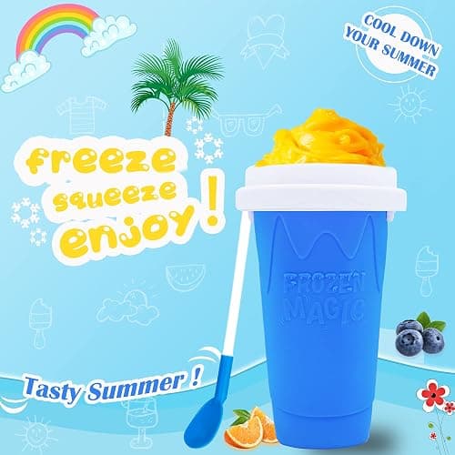 Hoinvaet Magic Slushy Maker Squeeze Cup Slushie Maker, Homemade Milk Shake Maker Cooling Cup Squee DIY it for Everyone (Blue) thumbnail 4