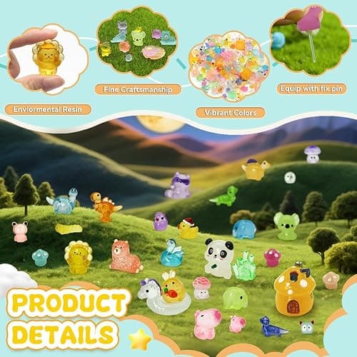 LEWELLRY Mini Glow in The Dark Animal Resin Models, Mystery Resin Animals Blind Bag, Mini Luminous Farm Ocean Figures, Animal Miniatures for Fairy Garden Accessories, Random Design(100pcs) thumbnail 3