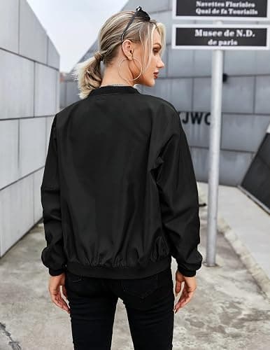 Zeagoo Women's Bomber Jacket Casual Coat Zip Up Spring Fall Clothes with Pockets S-XXL thumbnail 6