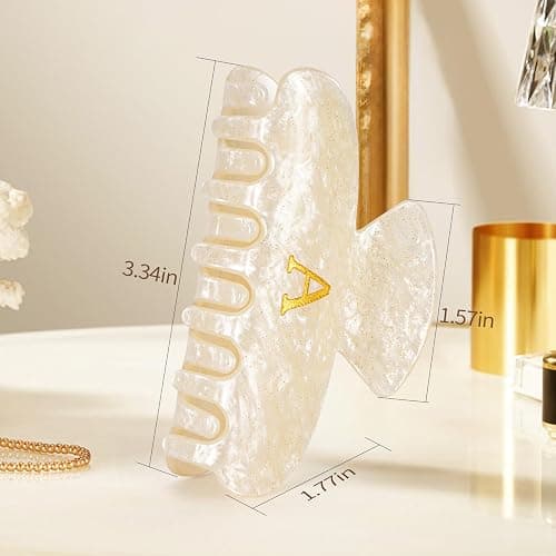 Fycert Gifts for Women Teen Girls,Medium Initial Hair Clips - Gold,A | Personalized Strong Hold Claw Clips – Great for Updo,Half Up Hairstyle – Daily Hair Accessories,Birthday Bridesmaid Gift thumbnail 6