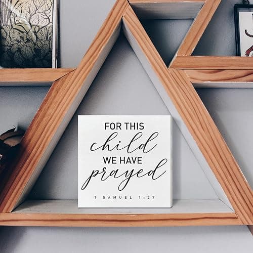 Nursery Desk Wooden Box Sign Decor, for This Child We Have Prayed, Nursery Scripture Decor Newborn Baby Kid Children Room Desk Bible Verse Religious Decoration Baby Shower Baptism Christian Gifts thumbnail 5
