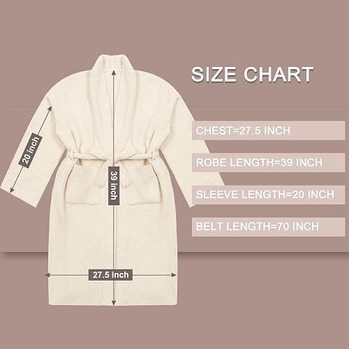 bearberry Cozy Robe Lightweight Soft Plush Bathrobe with Pockets for Women thumbnail 5
