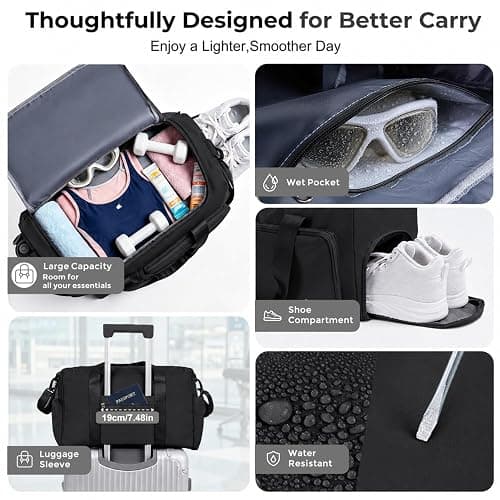 FIORETTO Women's Gym Duffle Bag with Shoes Compartment, 30L Capacity, Ideal for Travel, Gym, Sports, Duffel, Weekender thumbnail 4