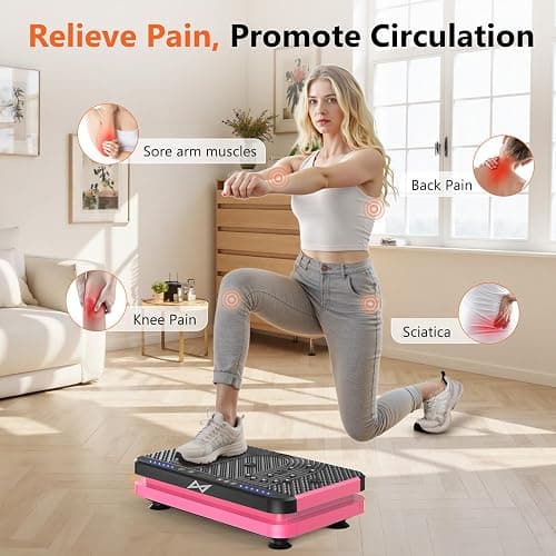AXV Vibration Plate Fitness Platform Exercise Machine Vibrating Shaking Full Body Shaker Workout Vibrate Stand Shake Board Sport Gym for Weight Loss Fat Burner for Women Men thumbnail 4
