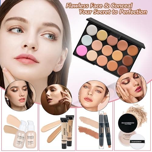 KAVCENT Makeup Kit Makeup Sets for Teens Makeup kits for Women Teenagers Make up Eyeshadow Palette Foundation Concealer Lipgloss Loose Powder Makeup Kit for Women Full Kit thumbnail 5