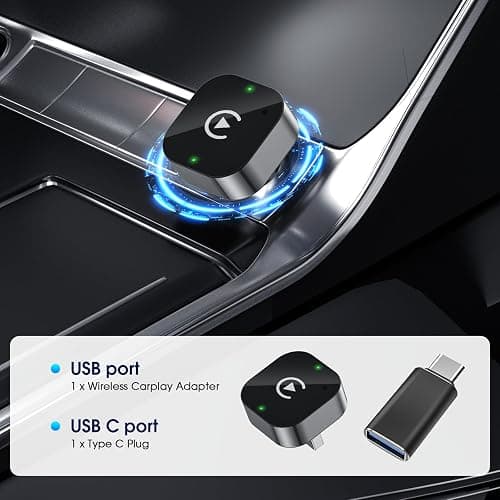 Wireless Carplay Adapter & Android Auto 2025 Upgrade Wired CarPlay to Wireless,2-in-1 Mini USB Design with Fast Stable Connection Car Play for Apple iOS 10+, Android 11+ Version thumbnail 6