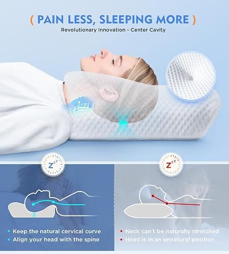 Osteo Cervical Pillow for Neck Pain Relief, Hollow Design Odorless Memory Foam Pillows with Cooling Case, Adjustable Orthopedic Bed Pillow for Sleeping, Support for Side Back Sleepers thumbnail 2