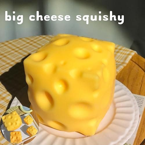 Big Cheese Squishy, Yellow Jumbo Cheese Squishy, Stress Balls for Adults, Soft Novelty Rebounding Fidget Toy for Party. (1.2in(3cm),Yellow) thumbnail 3