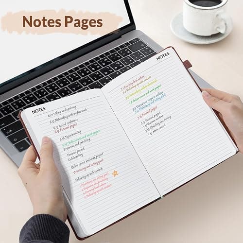 SUNEE 2026 Weekly & Monthly Hardcover Planner 5.5" x 8.3" - 12 Month (January 2026 - December 2026), Small Hardcover Planner, Pocket, Notes, 100 GSM Paper, Brown thumbnail 6