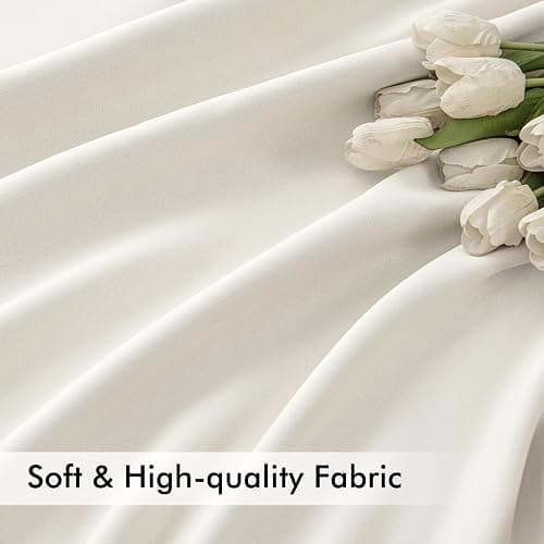 MIULEE Ivory Back Tab Blackout Curtains 120 Inch Long 2 Panels Set for Bedroom, Rod Pocket/Pinch Pleated Extra Long Thermal Insulated Living Room Darkening Light Blocking 10FT Drapes thumbnail 6